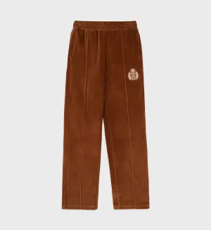 NY Crest Velour Track Pant - Tobacco/Cream