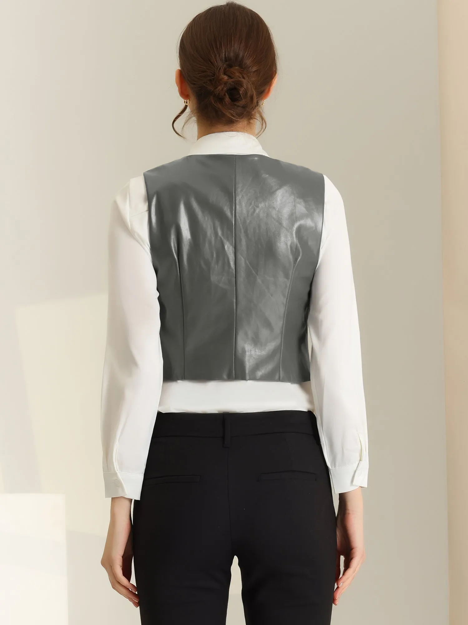 Racerback Sleeveless Versatile PU Faux Leather Vest