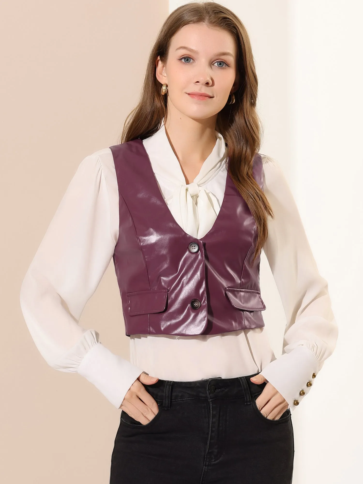 Racerback Sleeveless Versatile PU Faux Leather Vest
