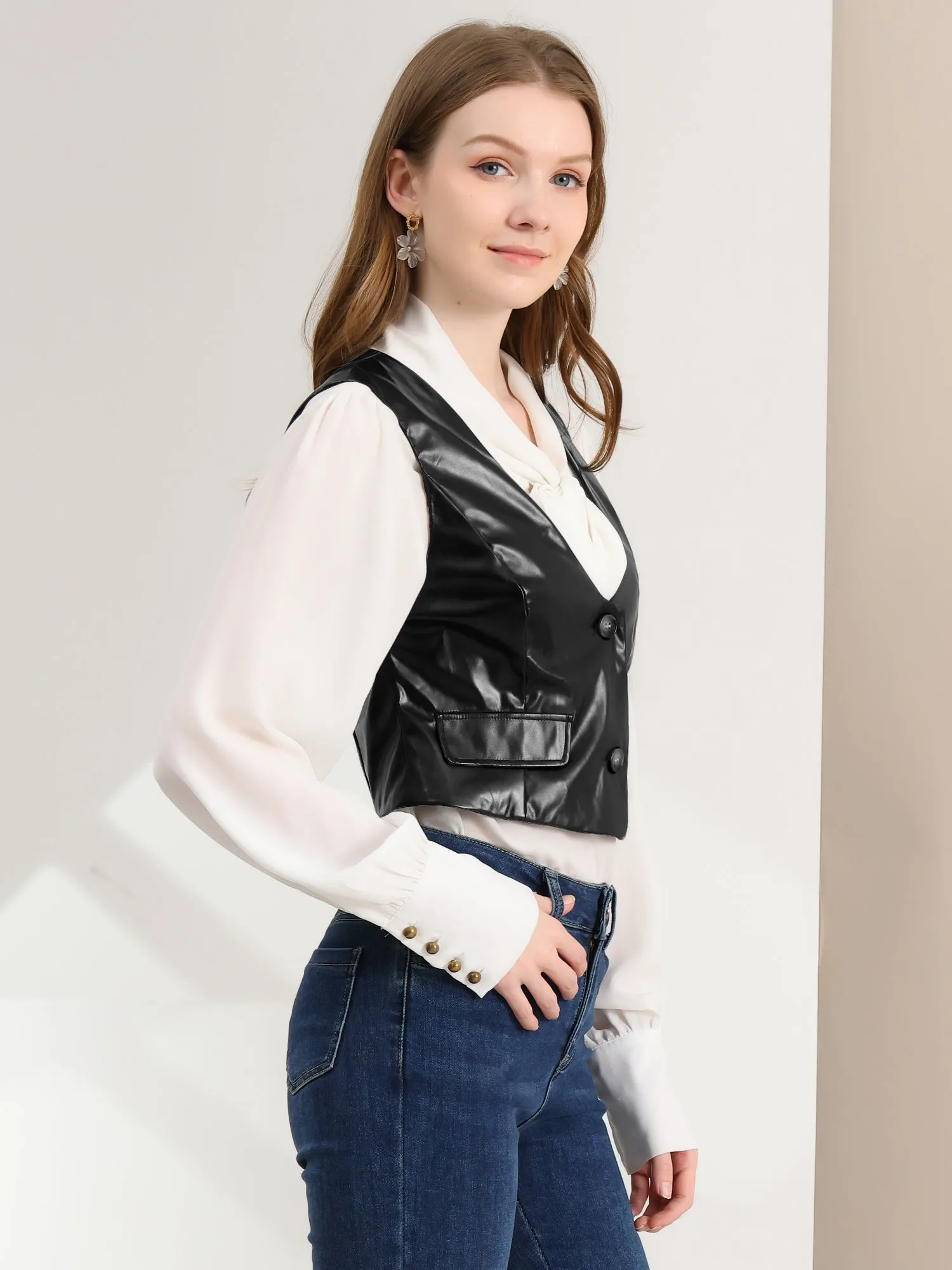 Racerback Sleeveless Versatile PU Faux Leather Vest