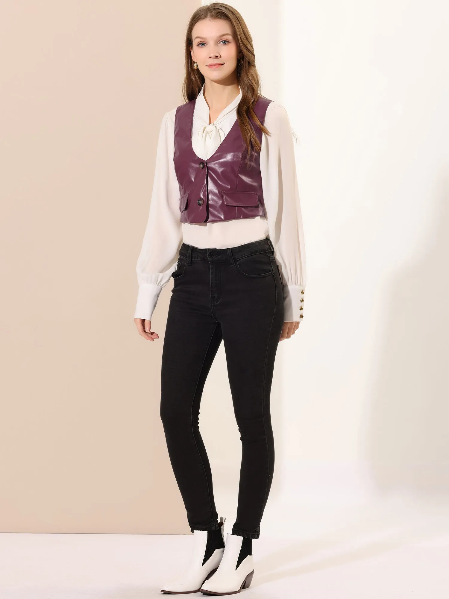 Racerback Sleeveless Versatile PU Faux Leather Vest