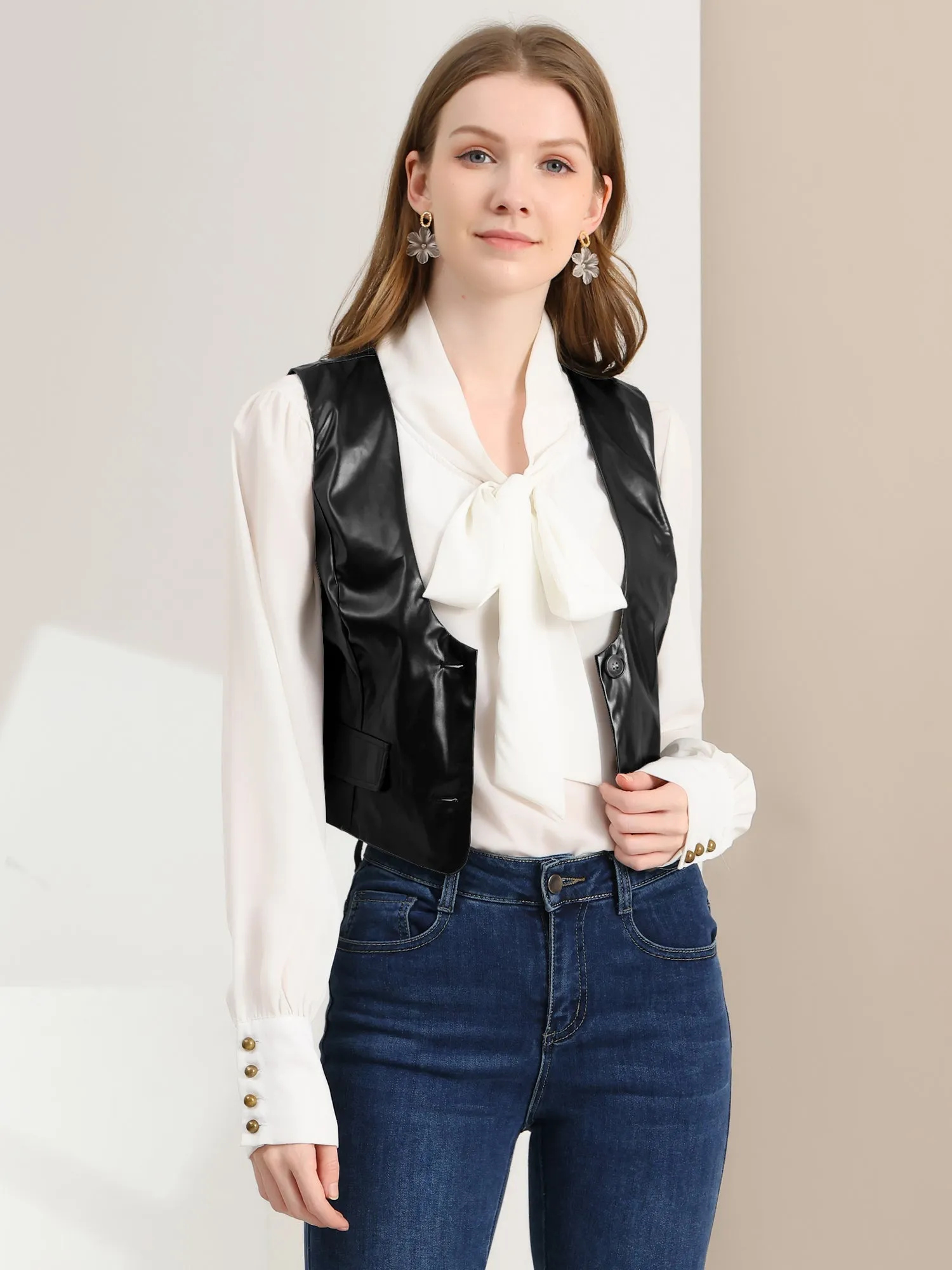 Racerback Sleeveless Versatile PU Faux Leather Vest