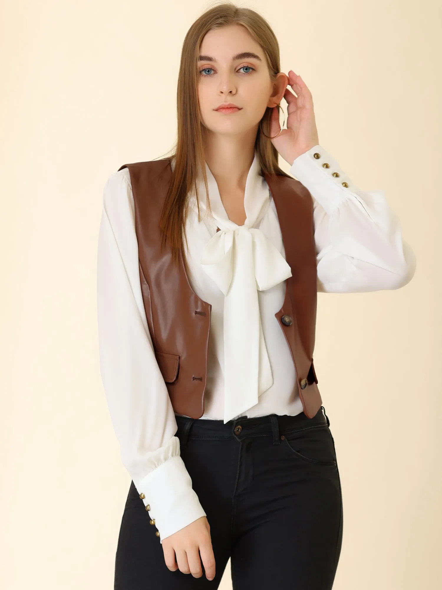 Racerback Sleeveless Versatile PU Faux Leather Vest