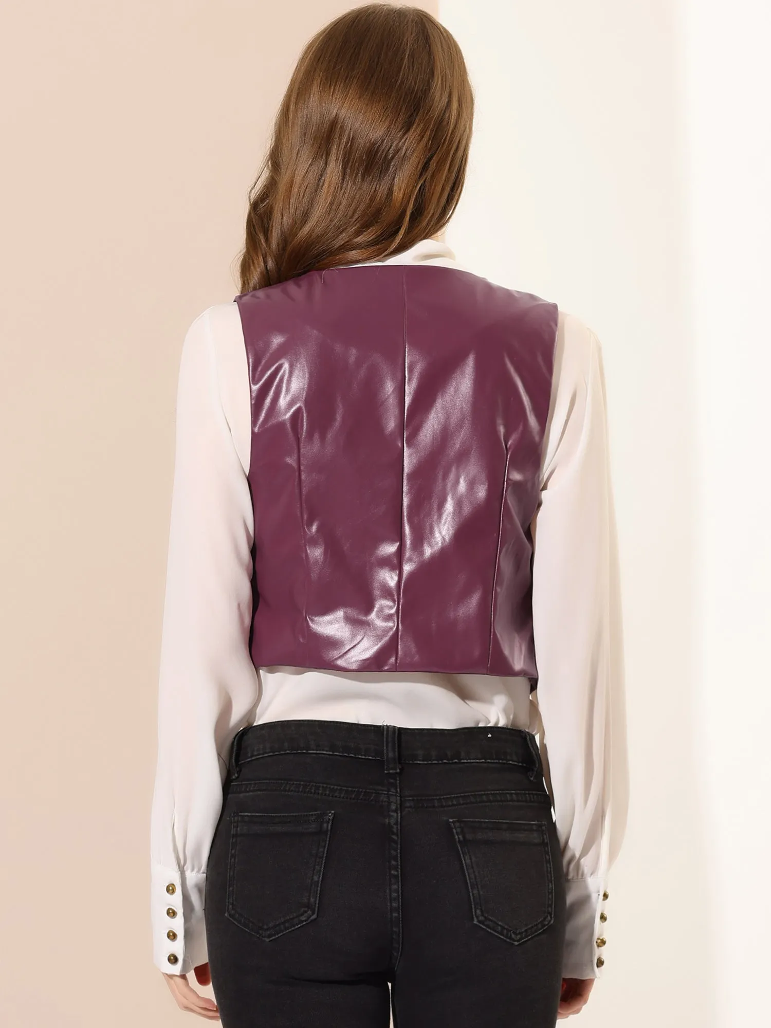 Racerback Sleeveless Versatile PU Faux Leather Vest