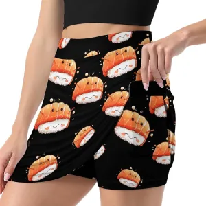 Salmon Sushi Hug Women's Skort Athletic Skirt Golf Skorts A-line Skirts with Built-in Shorts Pockets
