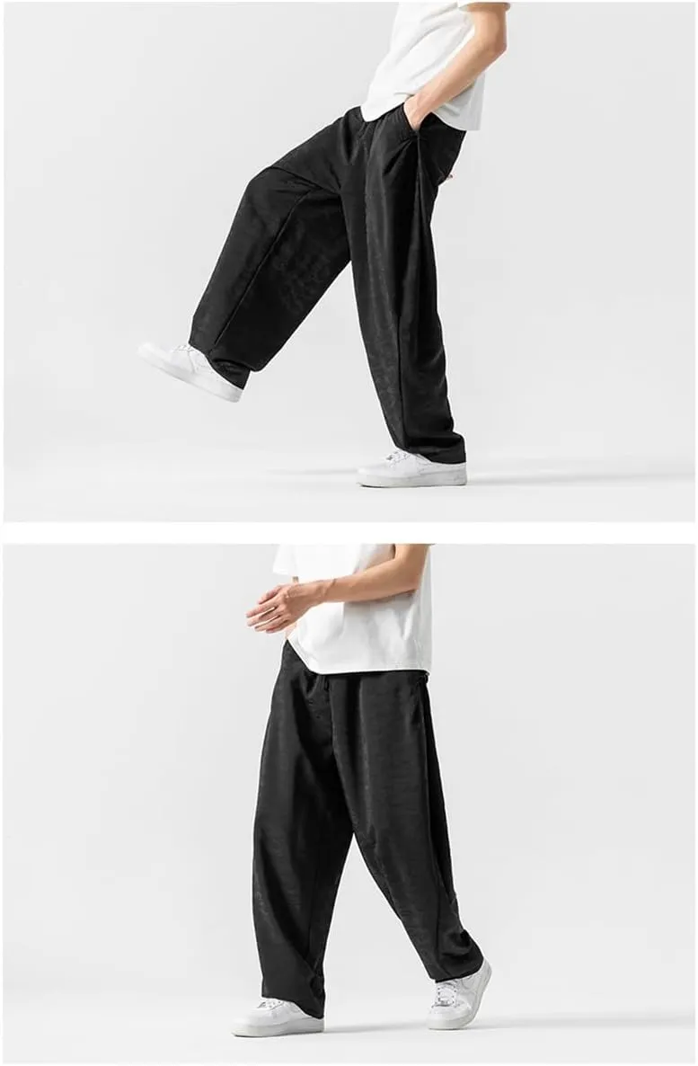 Seidarise Men's Baggy Wide Leg Pants Casual Harem Linen Japanese Yoga