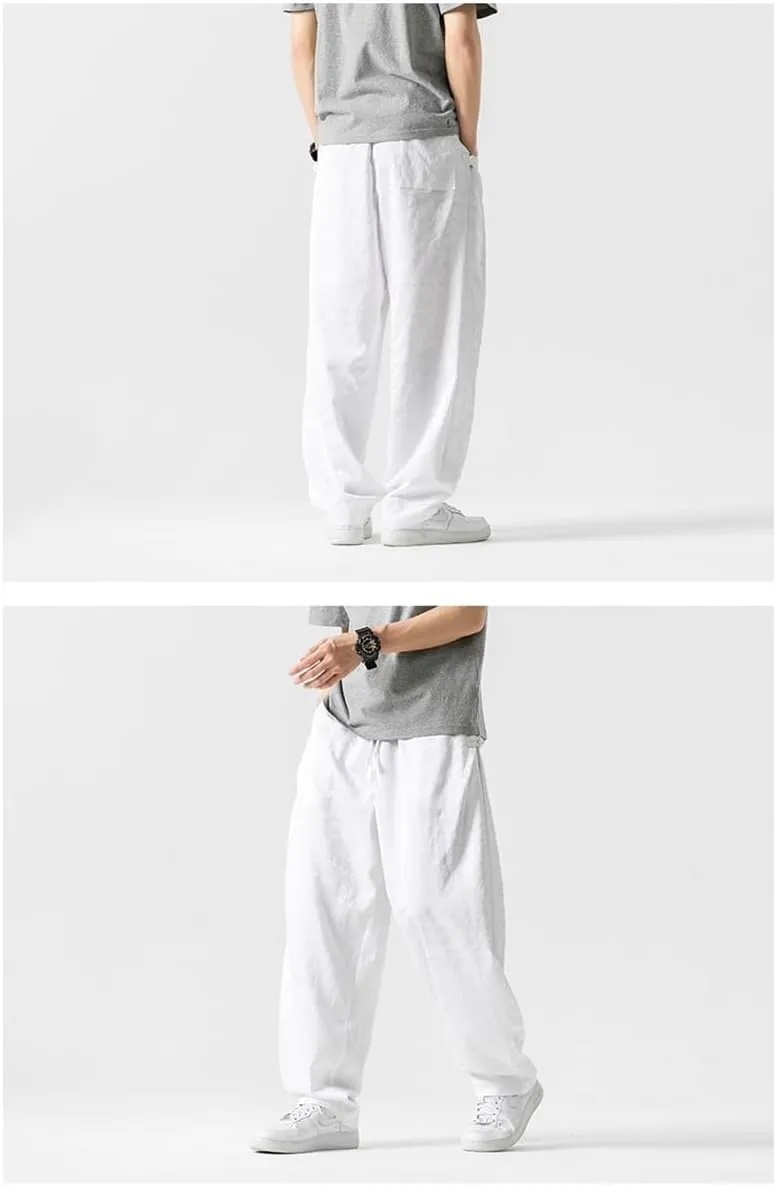 Seidarise Men's Baggy Wide Leg Pants Casual Harem Linen Japanese Yoga