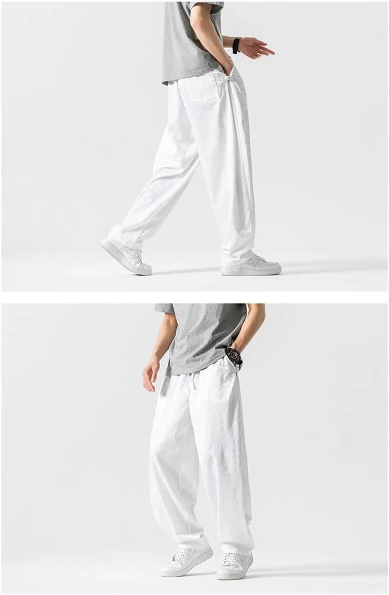 Seidarise Men's Baggy Wide Leg Pants Casual Harem Linen Japanese Yoga