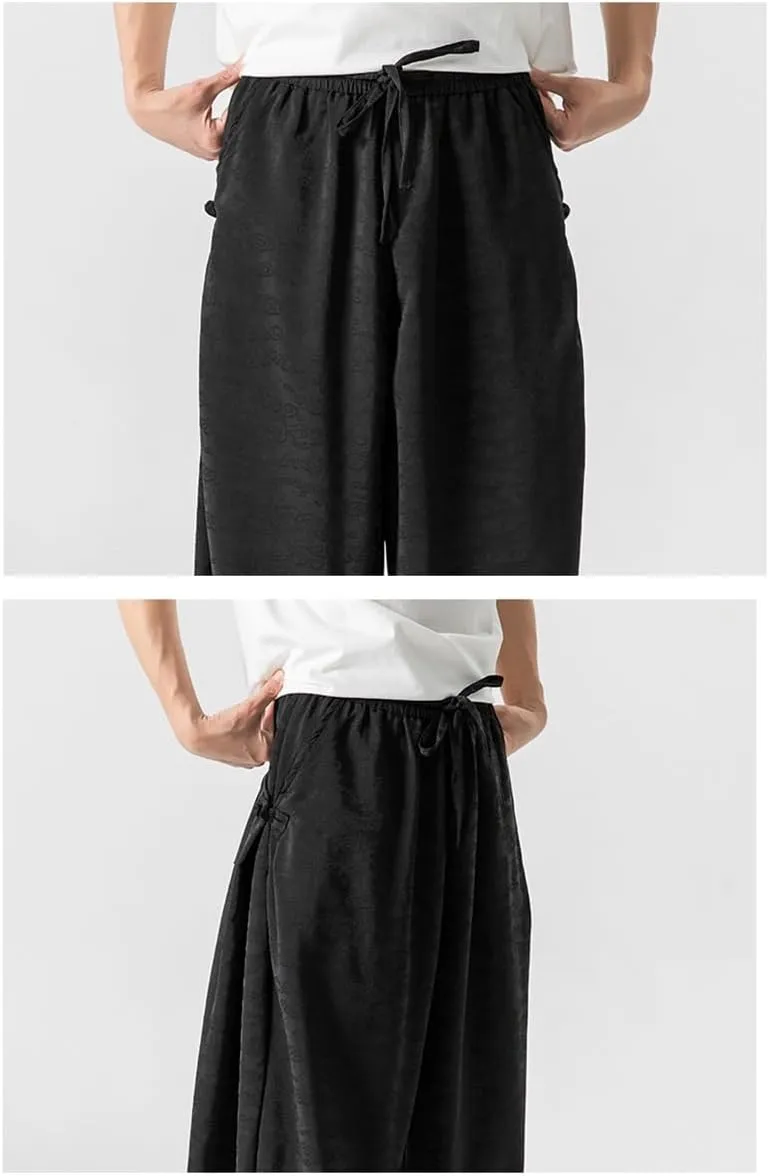 Seidarise Men's Baggy Wide Leg Pants Casual Harem Linen Japanese Yoga