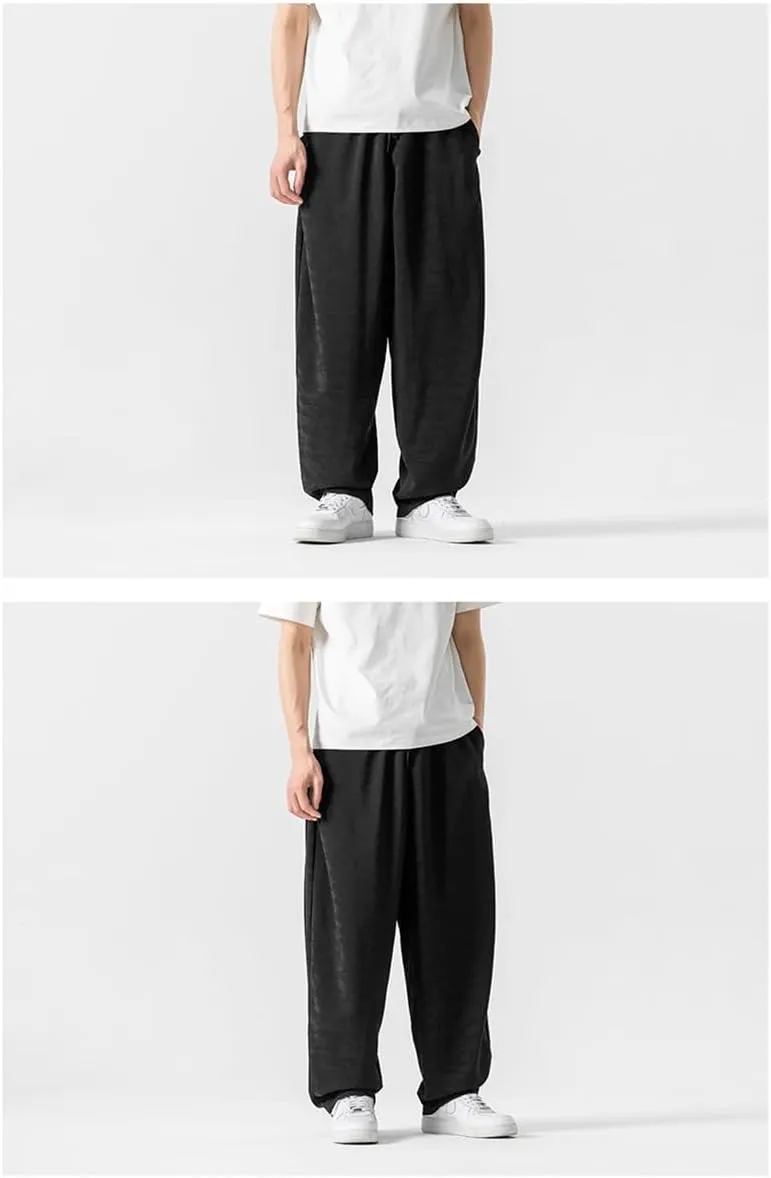 Seidarise Men's Baggy Wide Leg Pants Casual Harem Linen Japanese Yoga