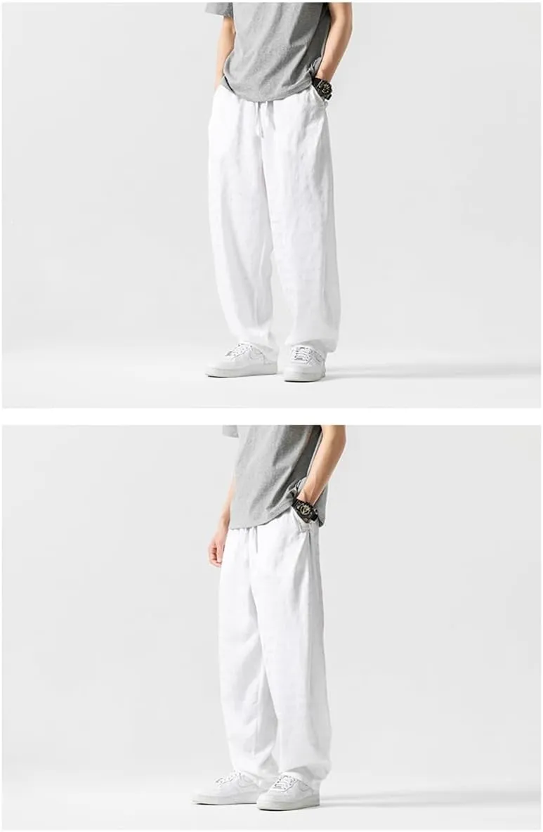 Seidarise Men's Baggy Wide Leg Pants Casual Harem Linen Japanese Yoga