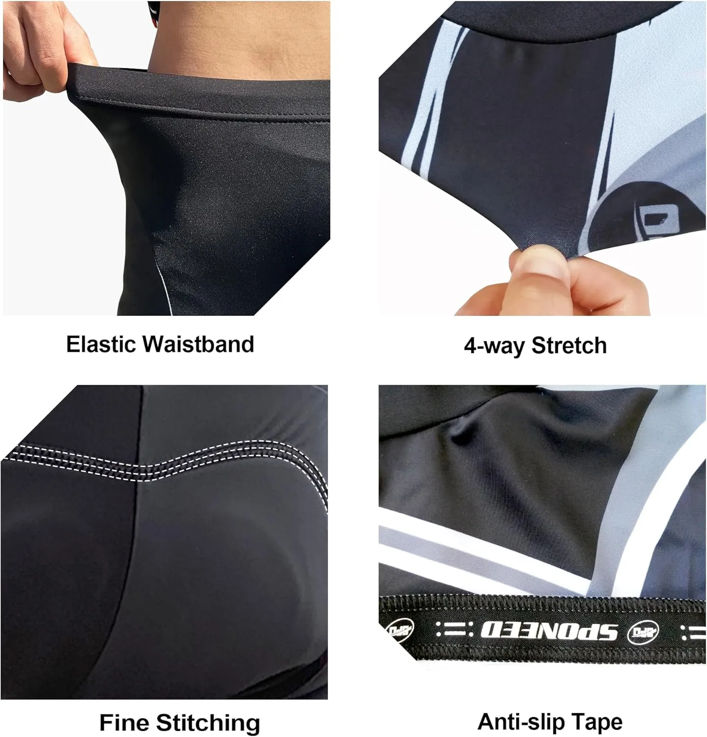 sponeed Men's Cycle Shorts Biking Pants Gel Padding Bicycle Ride Bottoms for Road Bikie