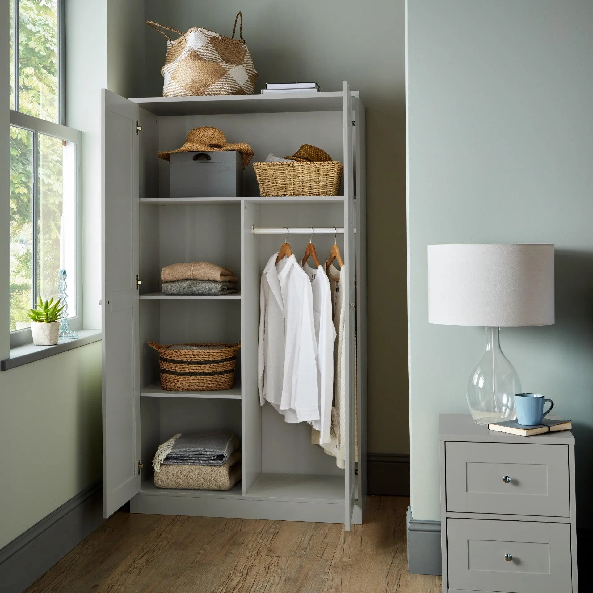 Stevie Wardrobe & Drawers Set - Grey
