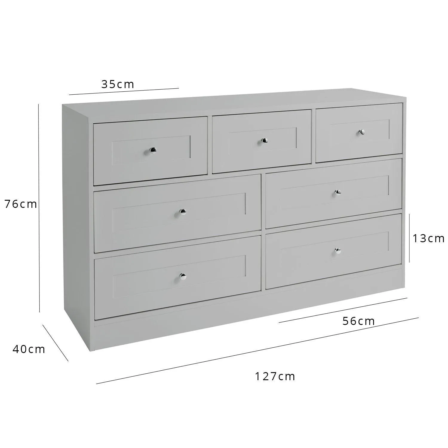 Stevie Wardrobe & Drawers Set - Grey