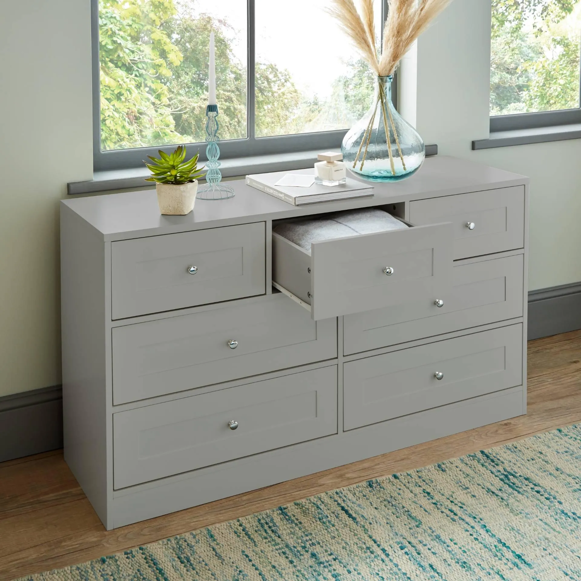 Stevie Wardrobe & Drawers Set - Grey
