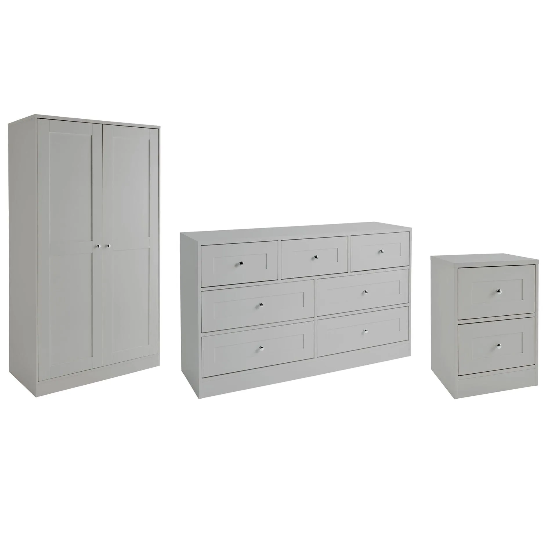 Stevie Wardrobe & Drawers Set - Grey