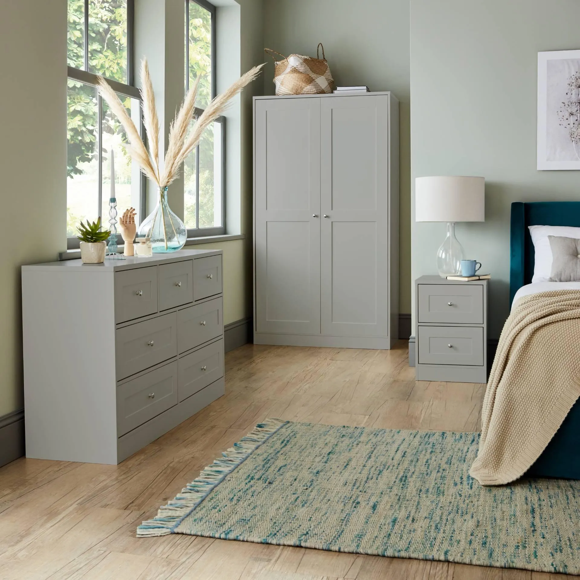 Stevie Wardrobe & Drawers Set - Grey