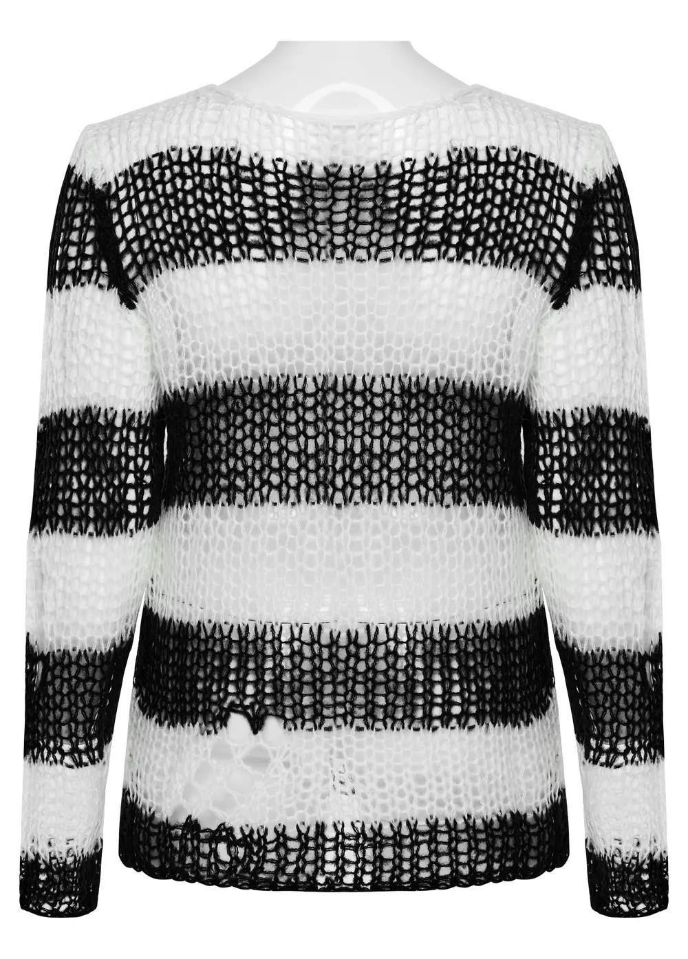 Stylish Mohair Striped Pullover with Irregular Holes
