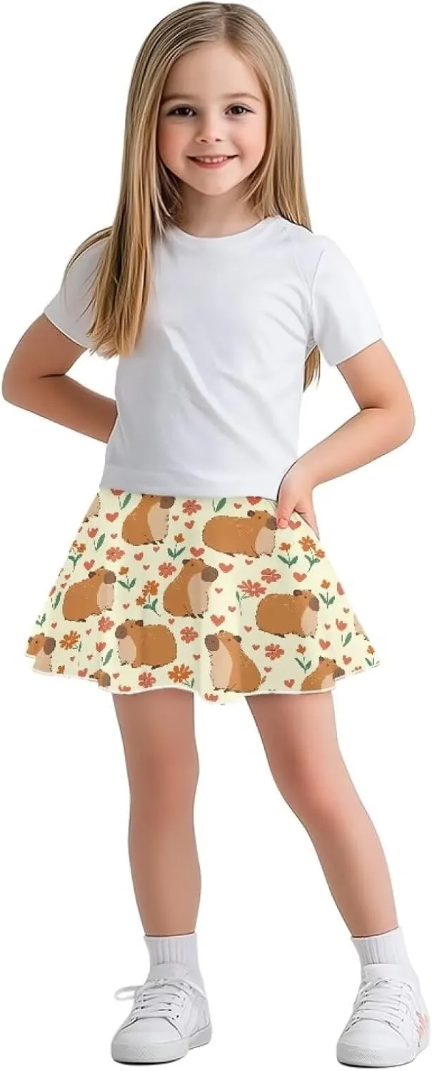 Summer Girls Athletic Skirts Built in Shorts with Pocket Skorts for School/Party 5-14 Years Old