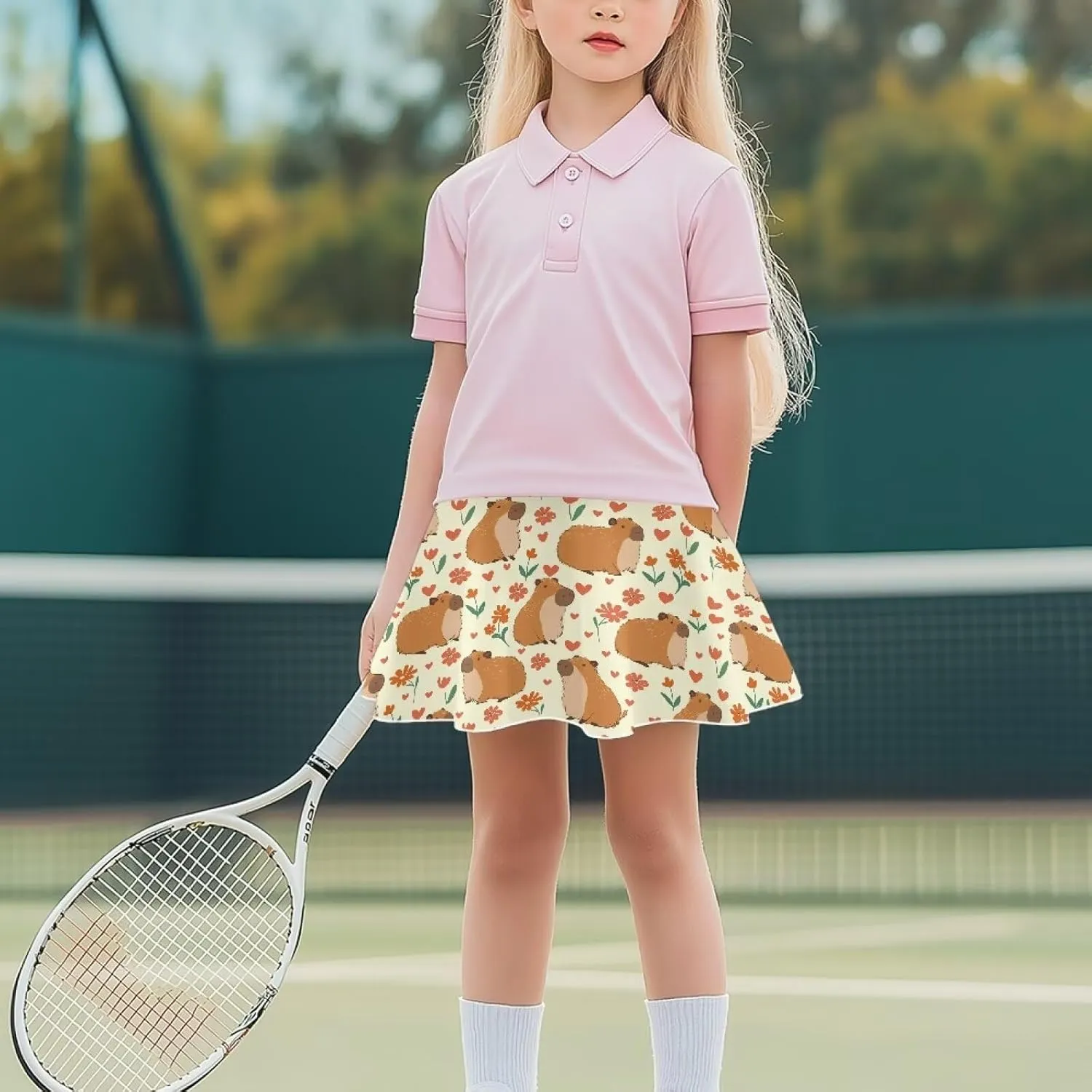 Summer Girls Athletic Skirts Built in Shorts with Pocket Skorts for School/Party 5-14 Years Old