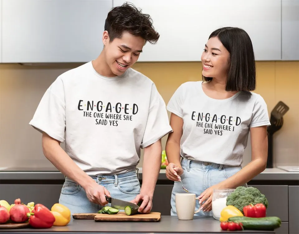 The One Where She & I Said Yes - Engagement Matching Set, Wedding Gift Outfit, Honeymoon Duo Wear