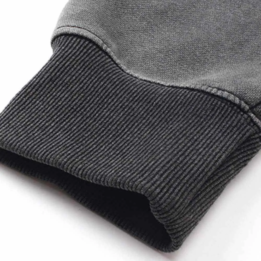 Vintage Black Cotton Washed Mask Hoodie