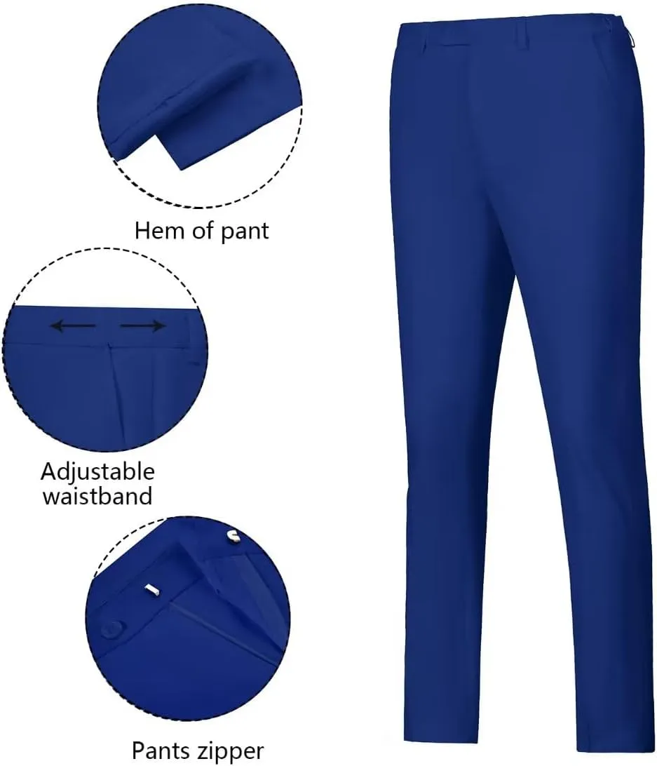 Wehilion Men's Suits 2 Pieces, Vest Pants Set for Men, V-Neck Slim Fit Casual Suit Waistcoat