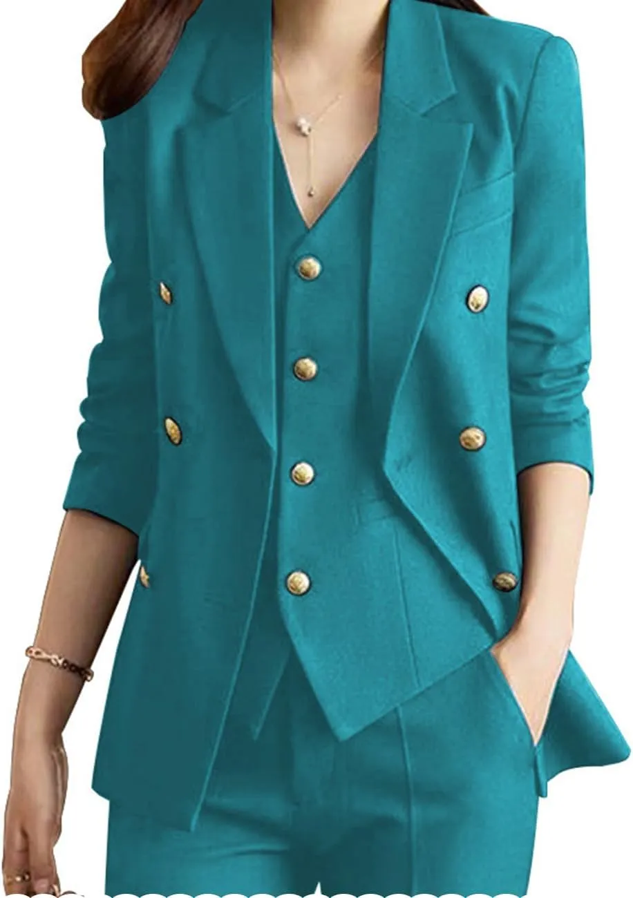 Womens 3 Piece Pant Suits Lady Business Outfits Slim Fit Women Suits Pantsuits