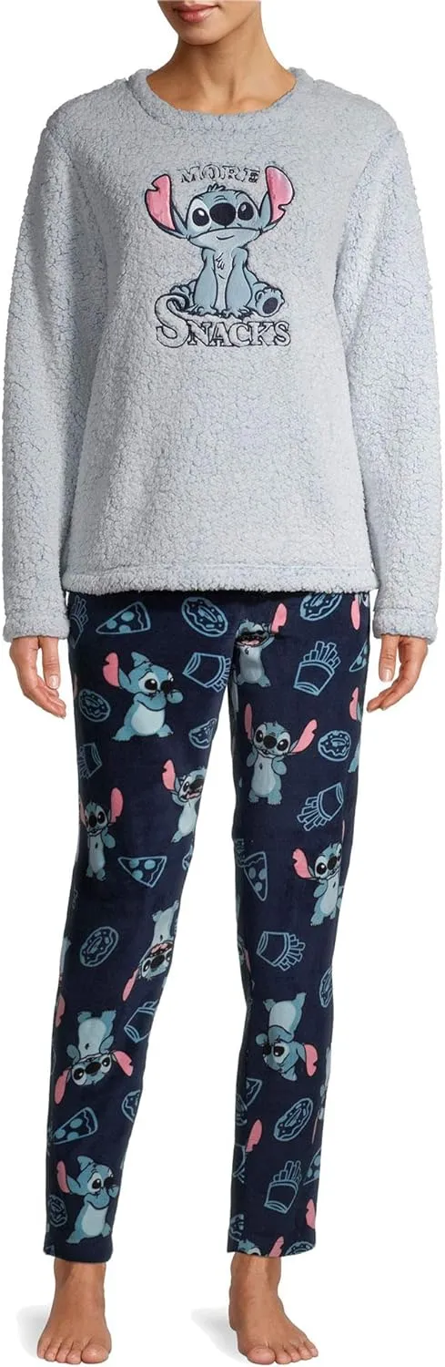 Womens Lilo & Stitch "More Snacks" Plush Pajamas Pajama Set