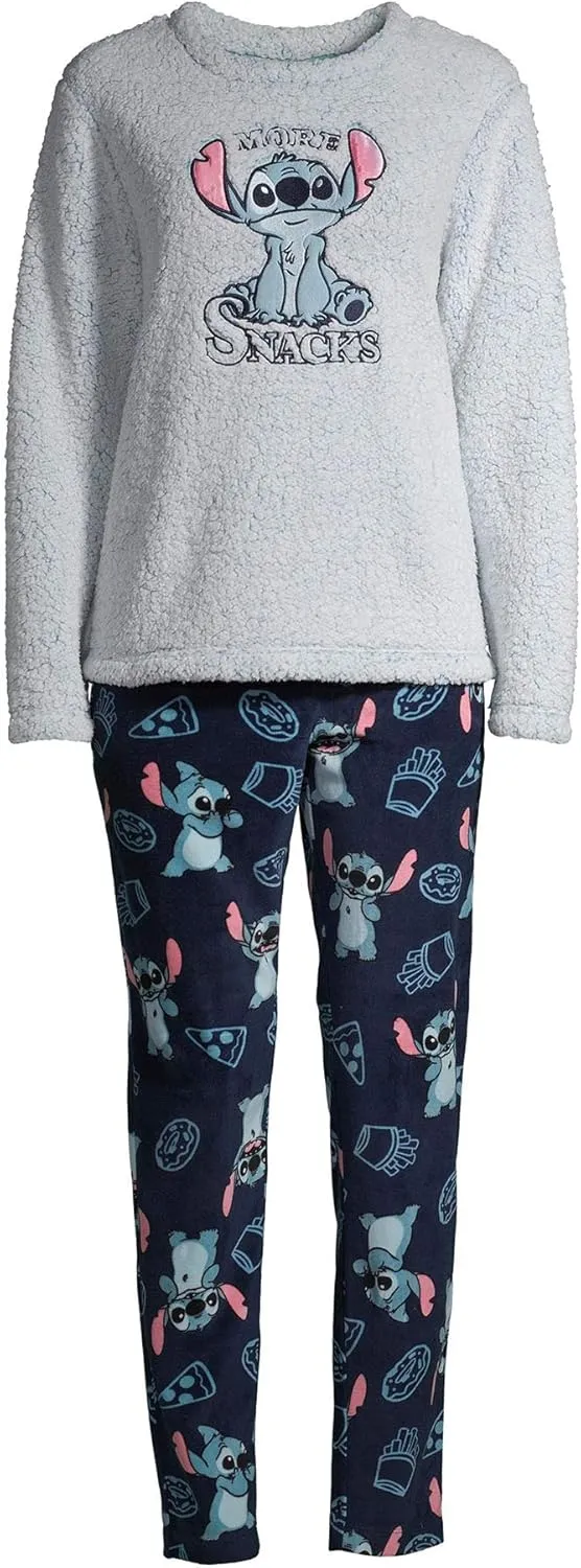 Womens Lilo & Stitch "More Snacks" Plush Pajamas Pajama Set