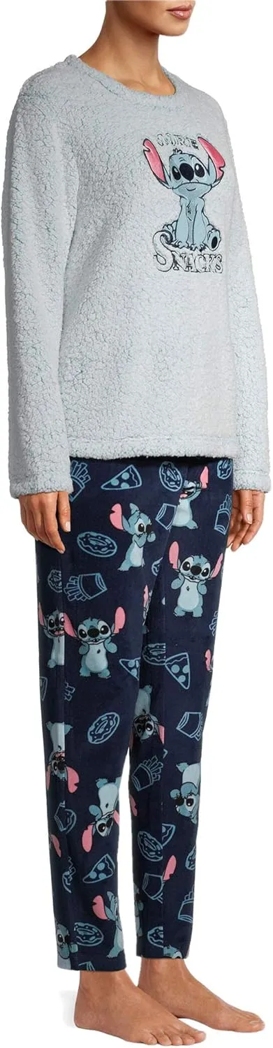 Womens Lilo & Stitch "More Snacks" Plush Pajamas Pajama Set