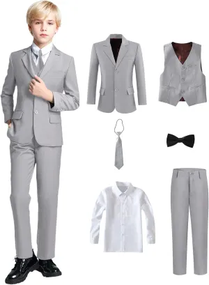 Yanlu Boy's Tuxedos Toddler Formal Suits Set Kids Blue Black Slim Fit Suit for Weddings