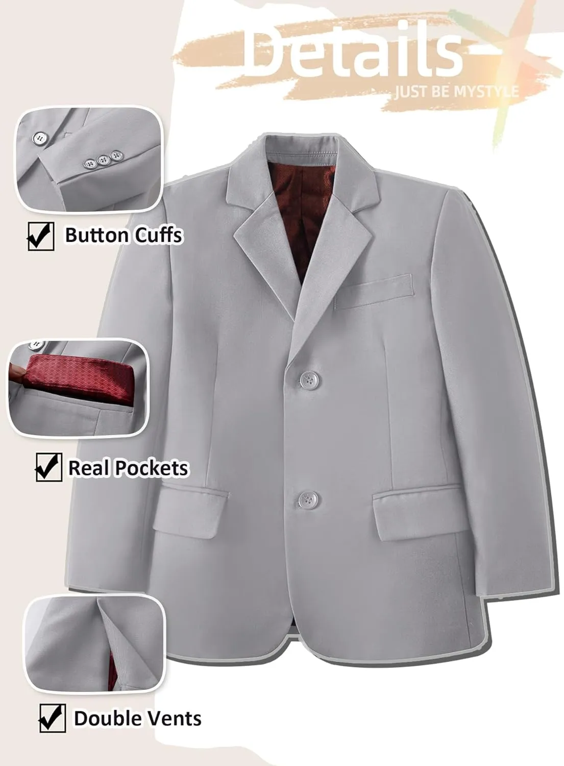 Yanlu Boy's Tuxedos Toddler Formal Suits Set Kids Blue Black Slim Fit Suit for Weddings